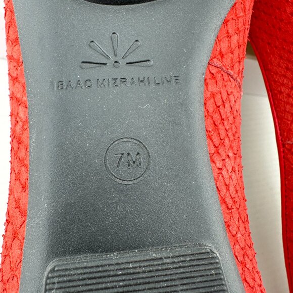 ISAAC MIZRAHI LIVE! Red Leather Ballet Flats with Bow – Size 7M - Picture 3 of 8